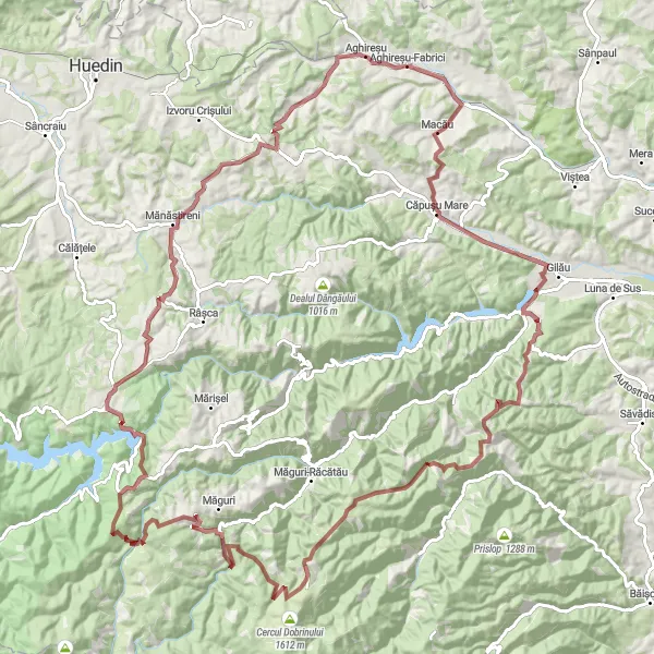 Map miniature of "Epic Gravel Adventure to Chicera Taicului" cycling inspiration in Nord-Vest, Romania. Generated by Tarmacs.app cycling route planner