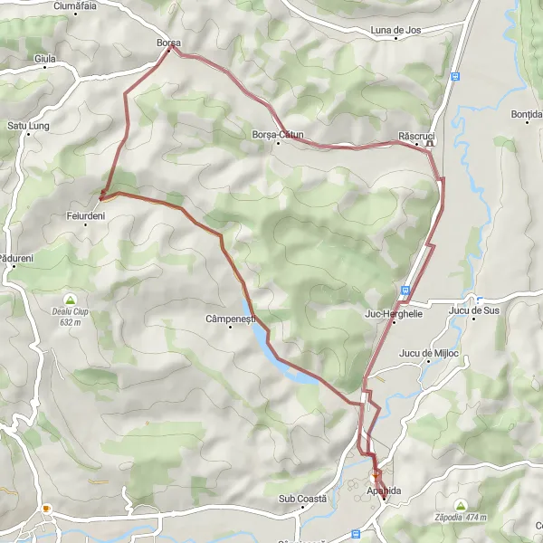 Map miniature of "Câmpenești Loop" cycling inspiration in Nord-Vest, Romania. Generated by Tarmacs.app cycling route planner