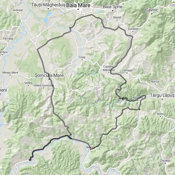 Map miniature of "Băbeni and Surroundings" cycling inspiration in Nord-Vest, Romania. Generated by Tarmacs.app cycling route planner