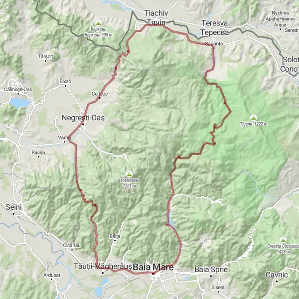 Map miniature of "The Western Adventure: Exploring Cultural Treasures" cycling inspiration in Nord-Vest, Romania. Generated by Tarmacs.app cycling route planner