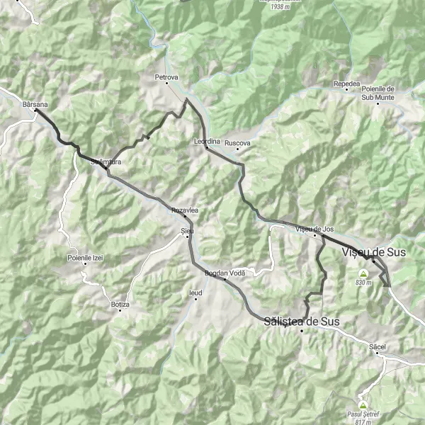 Map miniature of "The Leordina Road Adventure" cycling inspiration in Nord-Vest, Romania. Generated by Tarmacs.app cycling route planner