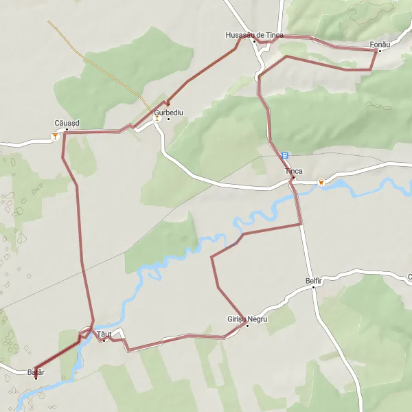 Map miniature of "Exploring Rural Charms" cycling inspiration in Nord-Vest, Romania. Generated by Tarmacs.app cycling route planner