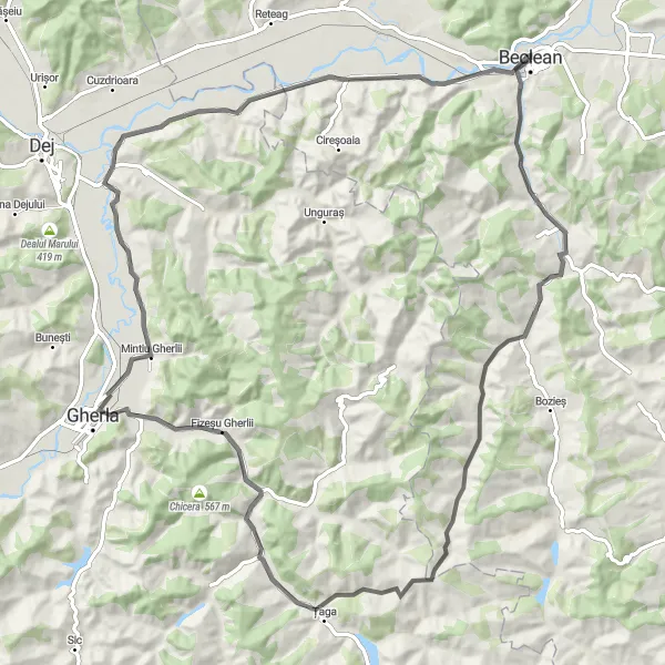 Map miniature of "The Beudiu Loop" cycling inspiration in Nord-Vest, Romania. Generated by Tarmacs.app cycling route planner