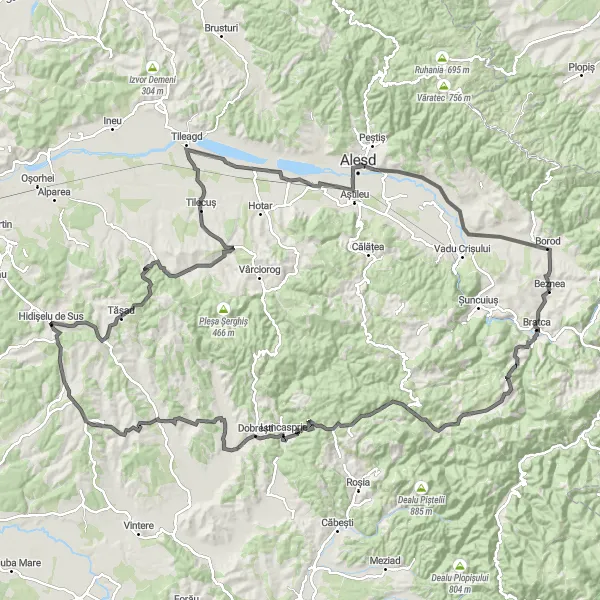 Map miniature of "Road Route - Beznea Grand Tour" cycling inspiration in Nord-Vest, Romania. Generated by Tarmacs.app cycling route planner