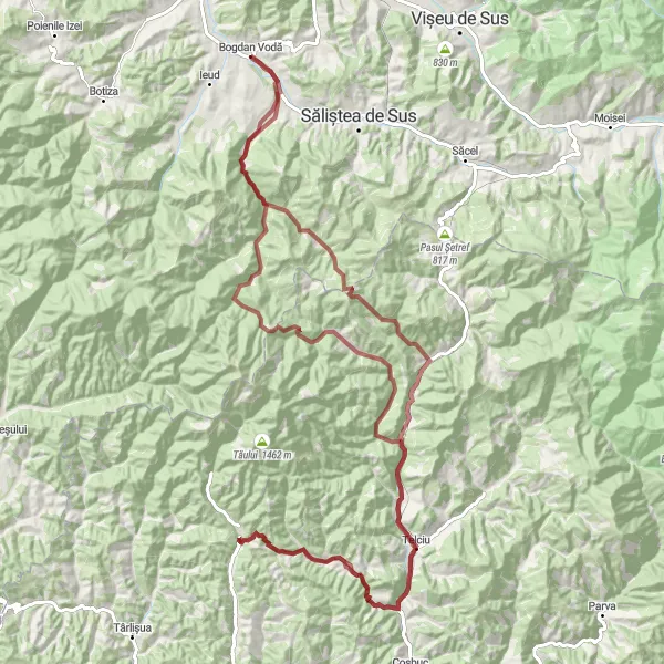 Map miniature of "The Ultimate Gravel Challenge" cycling inspiration in Nord-Vest, Romania. Generated by Tarmacs.app cycling route planner