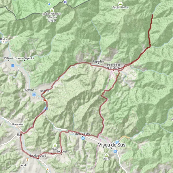 Map miniature of "Wilderness Escape Gravel Ride" cycling inspiration in Nord-Vest, Romania. Generated by Tarmacs.app cycling route planner