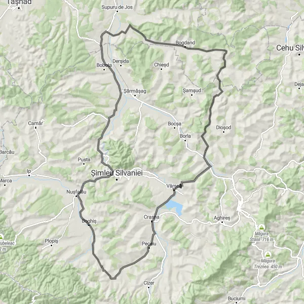 Map miniature of "Uileacu Șimleului Exploration" cycling inspiration in Nord-Vest, Romania. Generated by Tarmacs.app cycling route planner