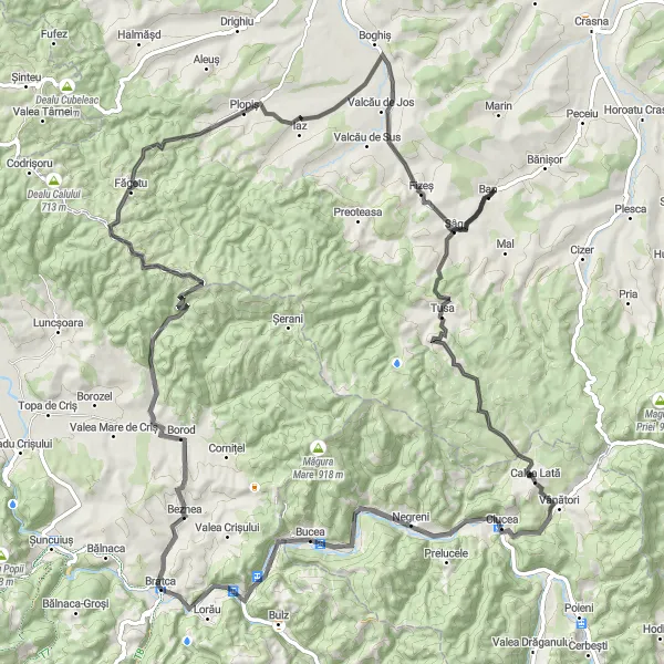 Map miniature of "Beznea and Făgetu Adventure" cycling inspiration in Nord-Vest, Romania. Generated by Tarmacs.app cycling route planner