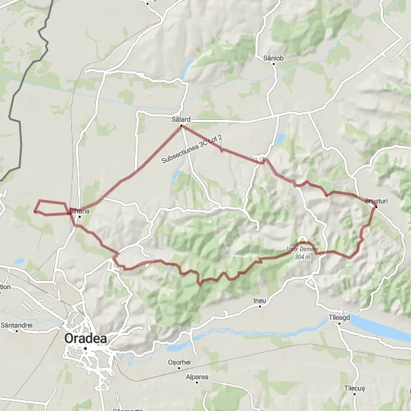 Map miniature of "The Orvișele Adventure" cycling inspiration in Nord-Vest, Romania. Generated by Tarmacs.app cycling route planner