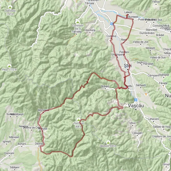 Map miniature of "Moneasa Adventure" cycling inspiration in Nord-Vest, Romania. Generated by Tarmacs.app cycling route planner