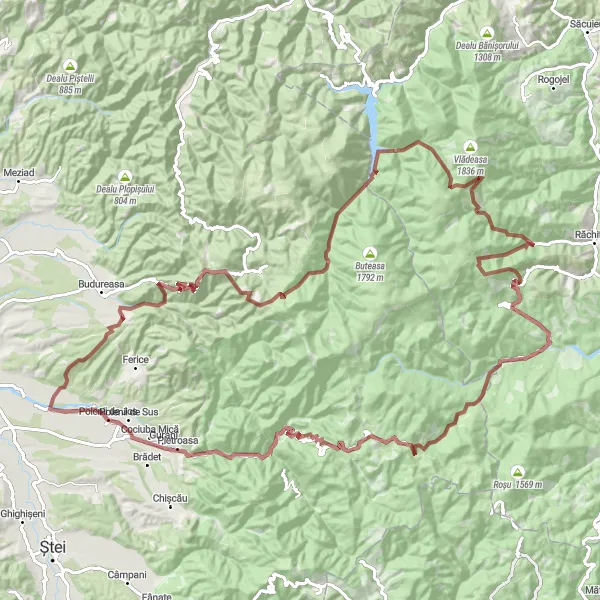 Map miniature of "Gravel Adventures in Leleşti" cycling inspiration in Nord-Vest, Romania. Generated by Tarmacs.app cycling route planner