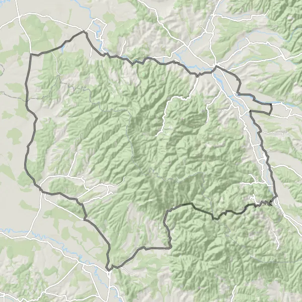 Map miniature of "Road Trip to Moneasa" cycling inspiration in Nord-Vest, Romania. Generated by Tarmacs.app cycling route planner