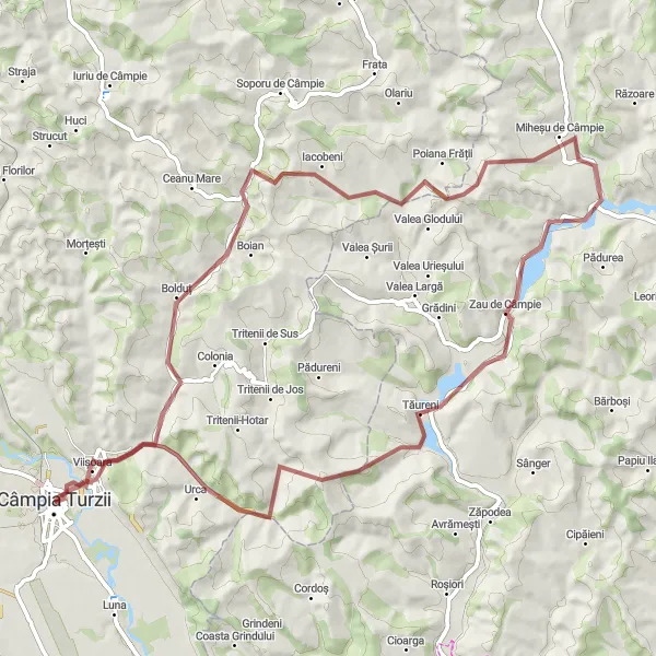 Map miniature of "Nature's Splendor in Zau de Câmpie" cycling inspiration in Nord-Vest, Romania. Generated by Tarmacs.app cycling route planner