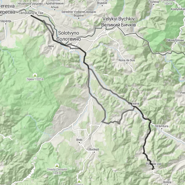 Map miniature of "Bucovina's Hidden Gems" cycling inspiration in Nord-Vest, Romania. Generated by Tarmacs.app cycling route planner