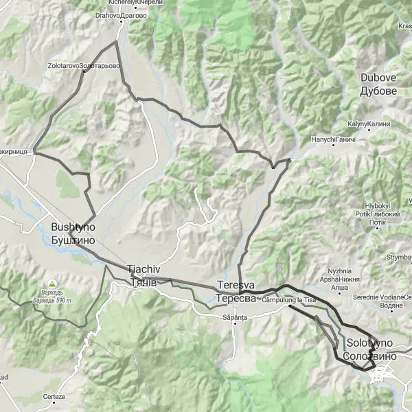 Map miniature of "Tisa River Loop" cycling inspiration in Nord-Vest, Romania. Generated by Tarmacs.app cycling route planner