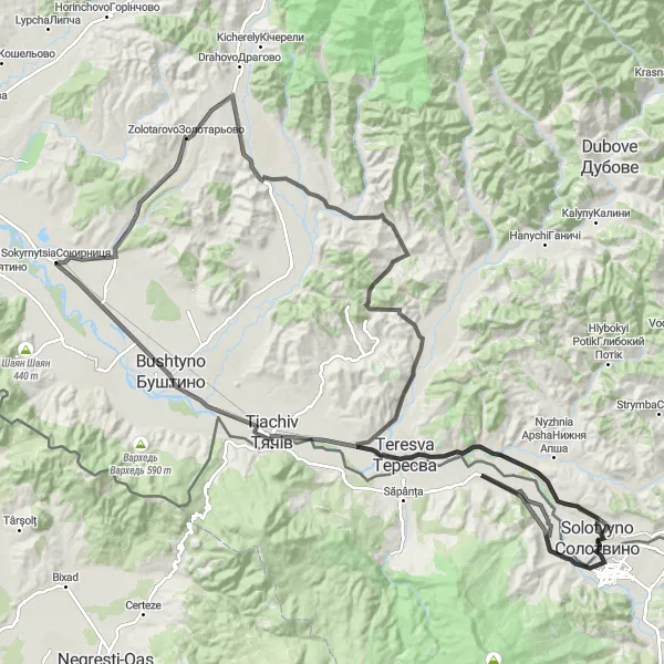 Map miniature of "Tisa River Adventure" cycling inspiration in Nord-Vest, Romania. Generated by Tarmacs.app cycling route planner