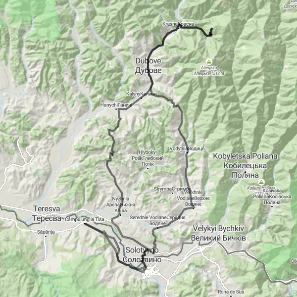 Map miniature of "The Tisa Valley Adventure" cycling inspiration in Nord-Vest, Romania. Generated by Tarmacs.app cycling route planner