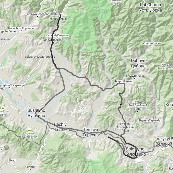 Map miniature of "Cultural Landmarks Road Cycling Tour: Câmpulung la Tisa - Solotvyno" cycling inspiration in Nord-Vest, Romania. Generated by Tarmacs.app cycling route planner