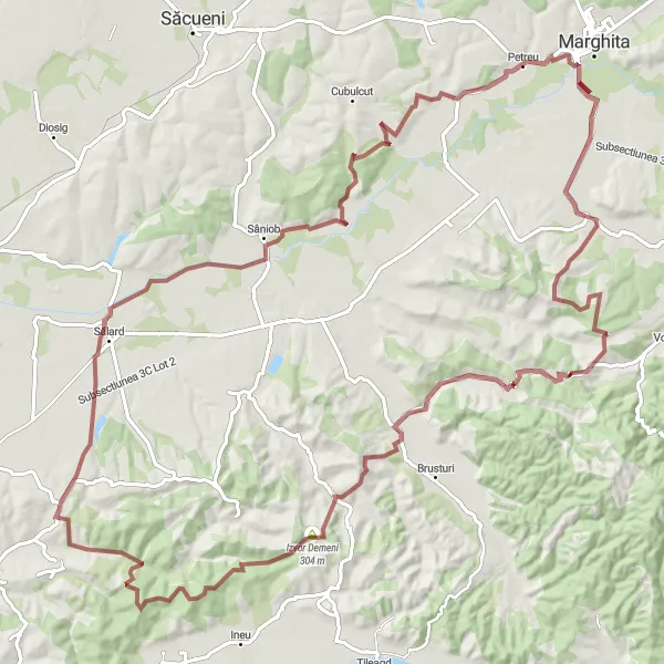 Map miniature of "Off-road Expedition near Cetariu" cycling inspiration in Nord-Vest, Romania. Generated by Tarmacs.app cycling route planner