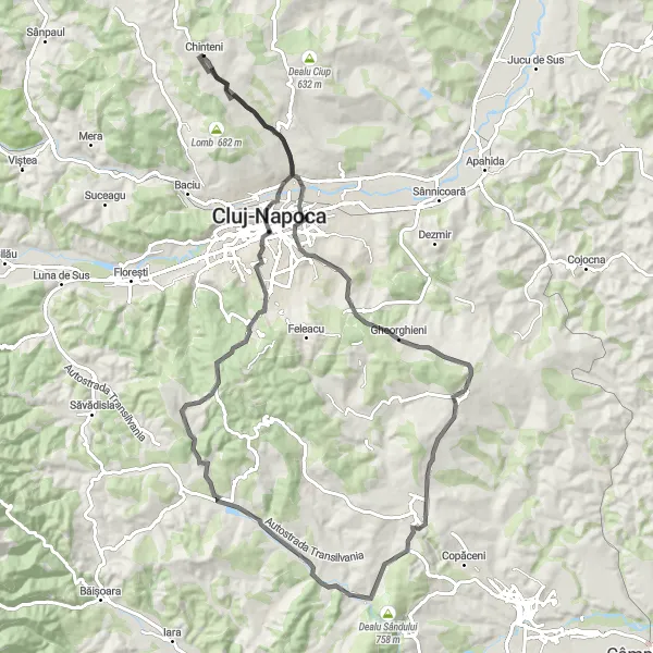 Map miniature of "Scenic Road Exploration" cycling inspiration in Nord-Vest, Romania. Generated by Tarmacs.app cycling route planner