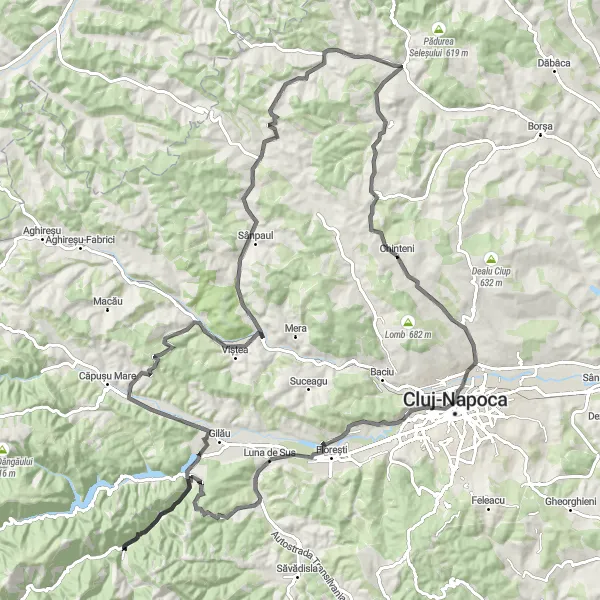 Map miniature of "Historical Trail" cycling inspiration in Nord-Vest, Romania. Generated by Tarmacs.app cycling route planner