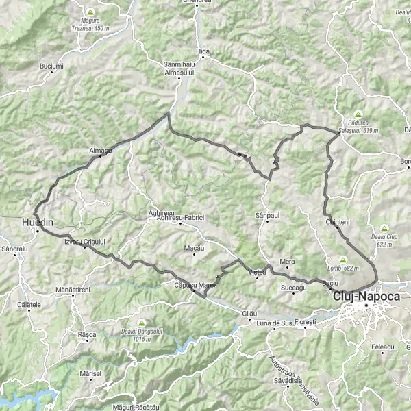 Map miniature of "Valley Ride" cycling inspiration in Nord-Vest, Romania. Generated by Tarmacs.app cycling route planner