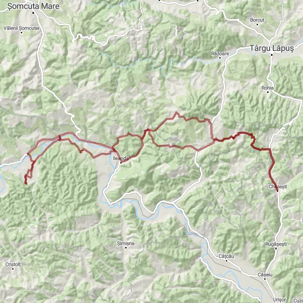 Map miniature of "Cormeniș Loop" cycling inspiration in Nord-Vest, Romania. Generated by Tarmacs.app cycling route planner