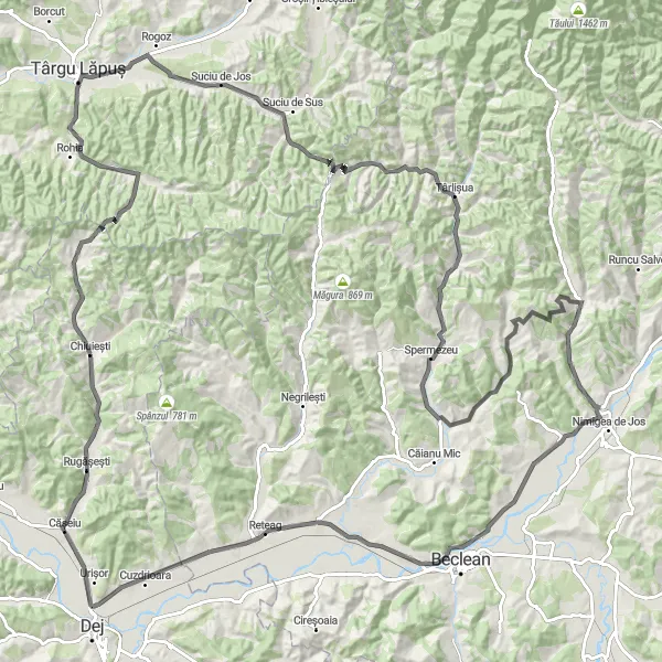 Map miniature of "Spermezeului Challenge" cycling inspiration in Nord-Vest, Romania. Generated by Tarmacs.app cycling route planner