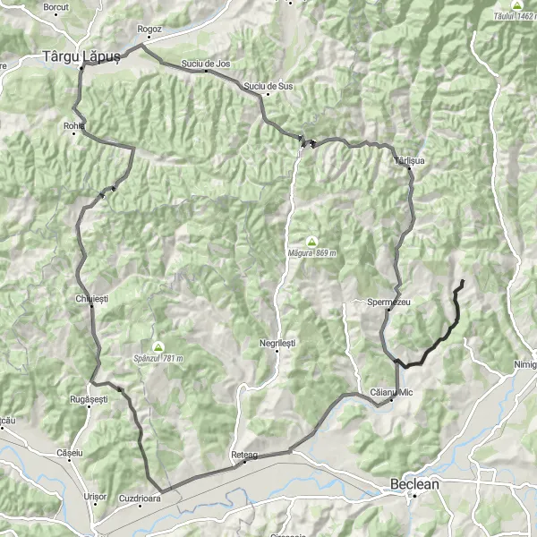 Map miniature of "Chiuiești to Gârbău Dejului" cycling inspiration in Nord-Vest, Romania. Generated by Tarmacs.app cycling route planner