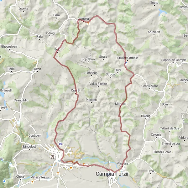 Map miniature of "Gravel Delights" cycling inspiration in Nord-Vest, Romania. Generated by Tarmacs.app cycling route planner