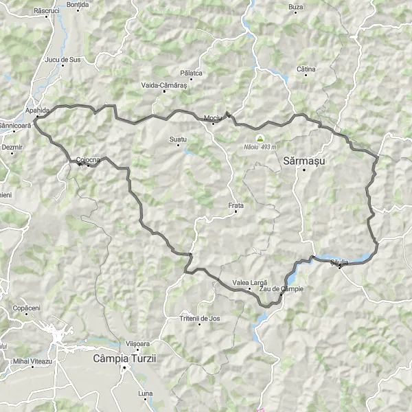 Map miniature of "Lepșa and the surrounding area" cycling inspiration in Nord-Vest, Romania. Generated by Tarmacs.app cycling route planner