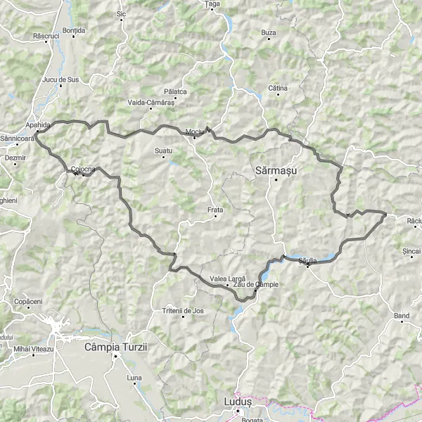 Map miniature of "Moriști Challenge" cycling inspiration in Nord-Vest, Romania. Generated by Tarmacs.app cycling route planner