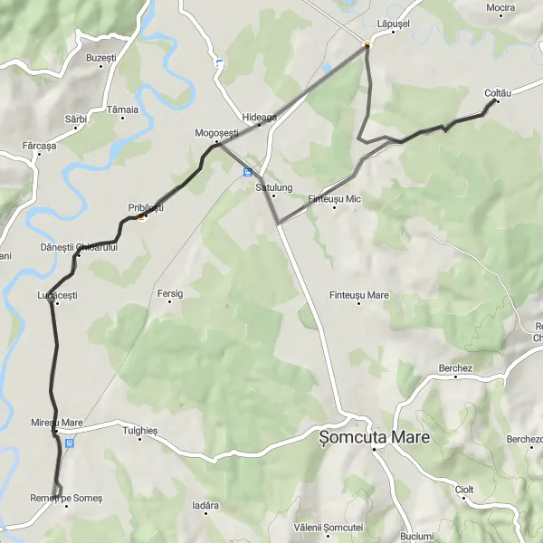 Map miniature of "Mireșu Adventure Ride" cycling inspiration in Nord-Vest, Romania. Generated by Tarmacs.app cycling route planner