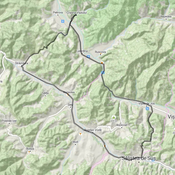 Map miniature of "Leordina Loop" cycling inspiration in Nord-Vest, Romania. Generated by Tarmacs.app cycling route planner