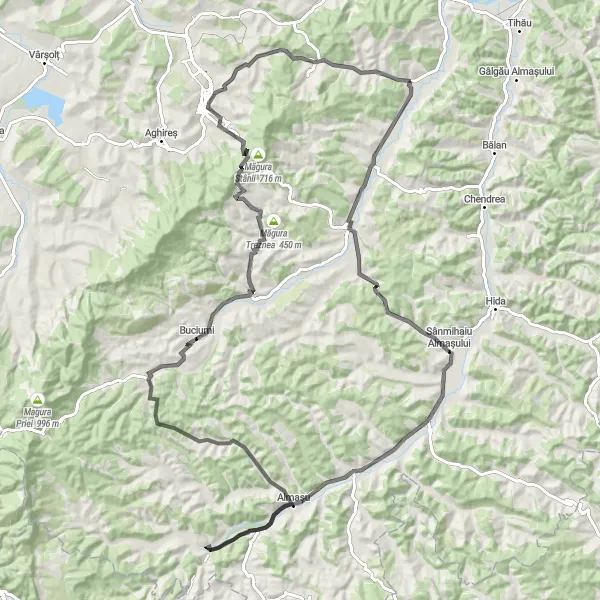 Map miniature of "Scenic Road Trip to Zalau" cycling inspiration in Nord-Vest, Romania. Generated by Tarmacs.app cycling route planner