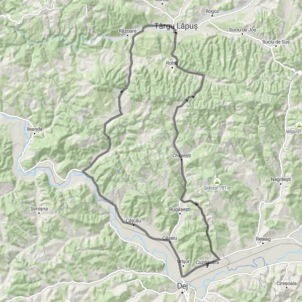 Map miniature of "Gâlgău Challenge" cycling inspiration in Nord-Vest, Romania. Generated by Tarmacs.app cycling route planner