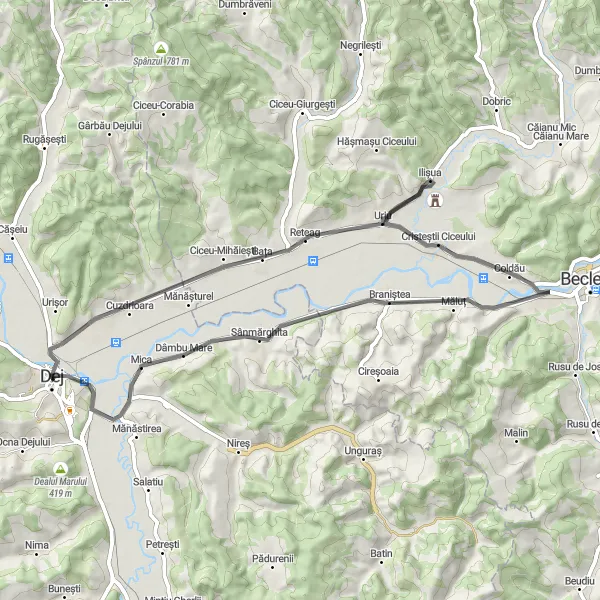 Map miniature of "Bața Valley Adventure" cycling inspiration in Nord-Vest, Romania. Generated by Tarmacs.app cycling route planner