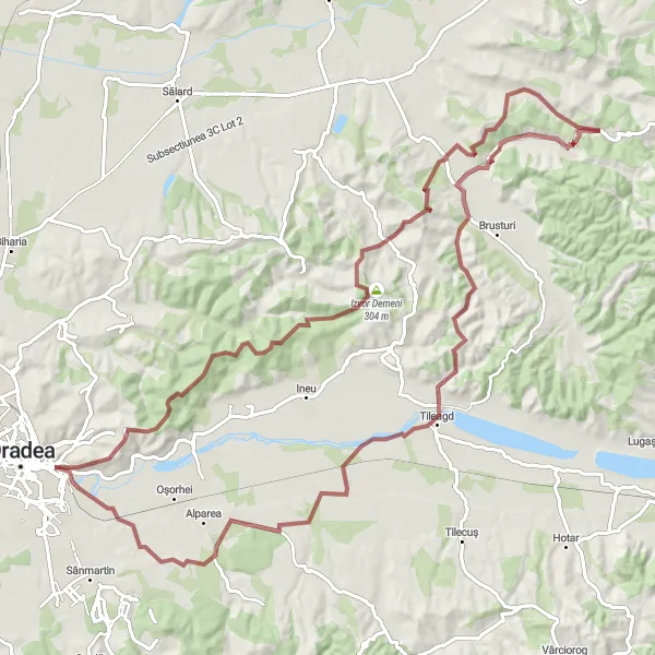 Map miniature of "Explore Mireșul Mic and Beyond" cycling inspiration in Nord-Vest, Romania. Generated by Tarmacs.app cycling route planner