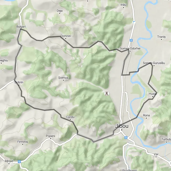 Map miniature of "Bike Route to Bulgari" cycling inspiration in Nord-Vest, Romania. Generated by Tarmacs.app cycling route planner