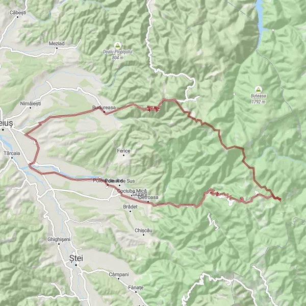 Map miniature of "Gravel Adventure through Drăgăneşti" cycling inspiration in Nord-Vest, Romania. Generated by Tarmacs.app cycling route planner