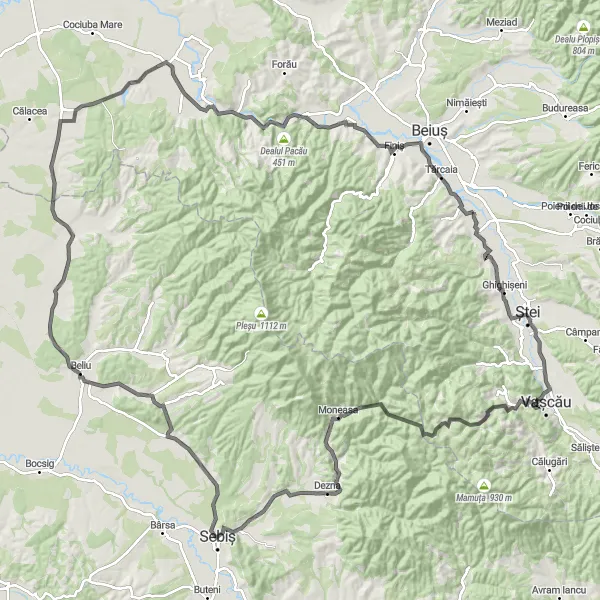 Map miniature of "Dragaseni Road Cycling Expedition" cycling inspiration in Nord-Vest, Romania. Generated by Tarmacs.app cycling route planner