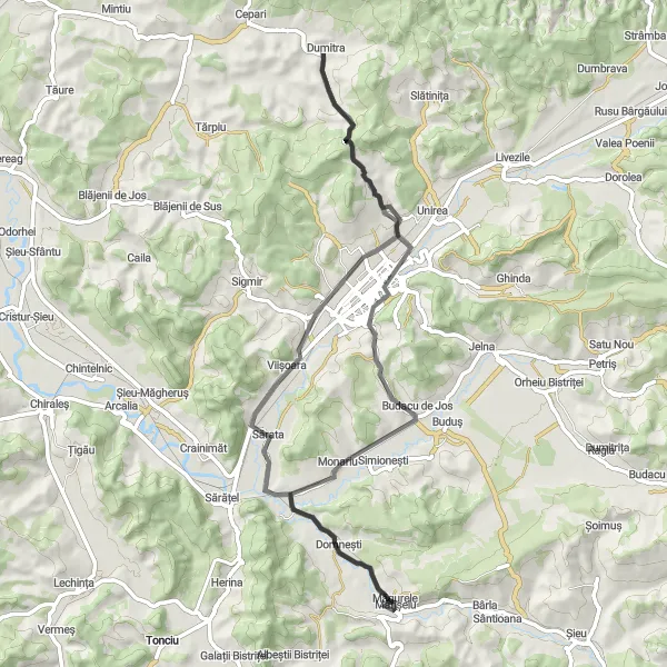 Map miniature of "Magurele Circuit" cycling inspiration in Nord-Vest, Romania. Generated by Tarmacs.app cycling route planner