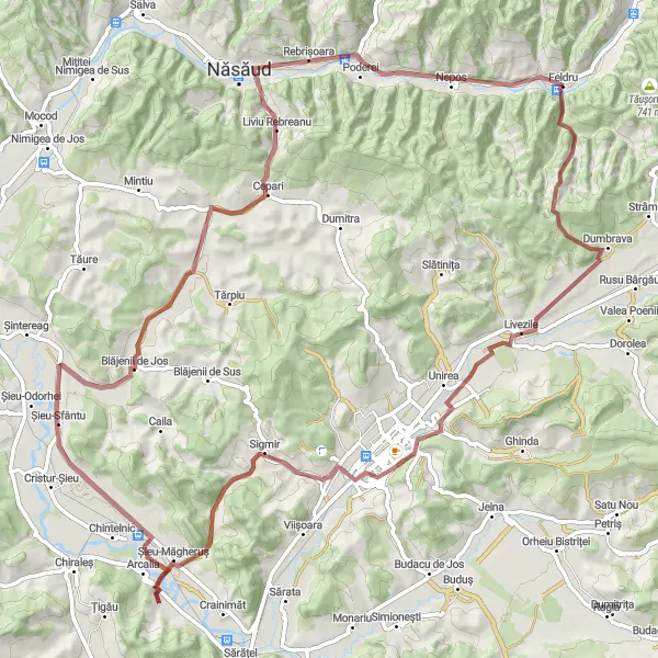 Map miniature of "Livezile Gravel Expedition" cycling inspiration in Nord-Vest, Romania. Generated by Tarmacs.app cycling route planner