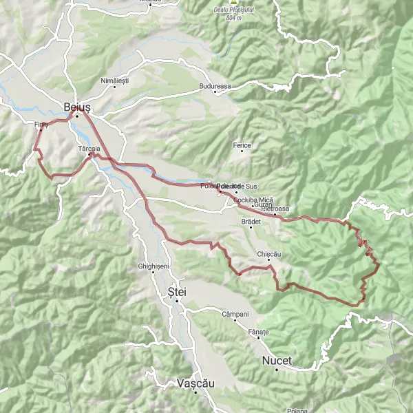 Map miniature of "Rural Escape" cycling inspiration in Nord-Vest, Romania. Generated by Tarmacs.app cycling route planner