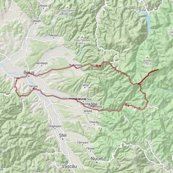Map miniature of "Mountain Challenge" cycling inspiration in Nord-Vest, Romania. Generated by Tarmacs.app cycling route planner