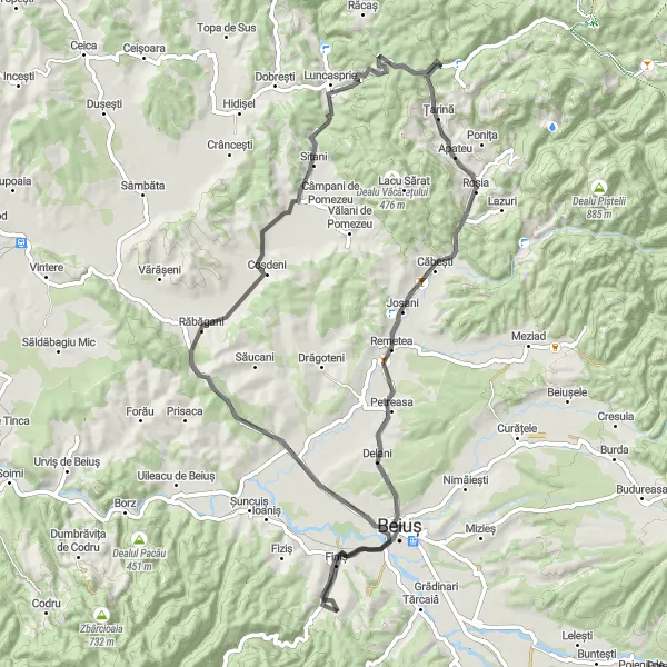 Map miniature of "Transylvanian Hill Ride" cycling inspiration in Nord-Vest, Romania. Generated by Tarmacs.app cycling route planner