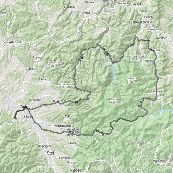 Map miniature of "Nord-Vest Adventure" cycling inspiration in Nord-Vest, Romania. Generated by Tarmacs.app cycling route planner