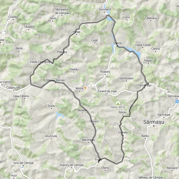 Map miniature of "Frata Road Challenge" cycling inspiration in Nord-Vest, Romania. Generated by Tarmacs.app cycling route planner