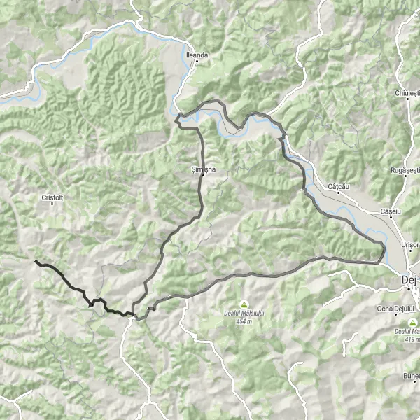 Map miniature of "Gârbou Loop" cycling inspiration in Nord-Vest, Romania. Generated by Tarmacs.app cycling route planner