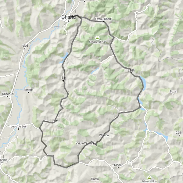 Map miniature of "The Coasta Challenge" cycling inspiration in Nord-Vest, Romania. Generated by Tarmacs.app cycling route planner